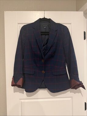 Tommy Hilfiger Navy Blazer with Burgundy Windowpane